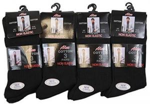 Mens Non Elastic Loose Top Diabetic Cotton Blend Ribbed Socks